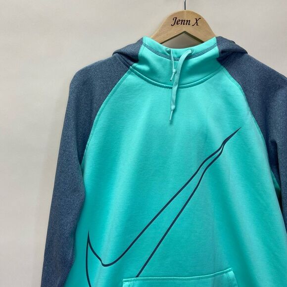 Nike Dri Fit Teal & Gray Hoodie Zip Up Long Sleeve Sweater size large - Picture 2 of 8